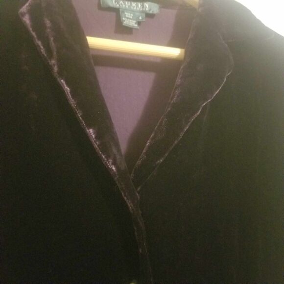 Lauren by Ralph Lauren Purple Velvet Long Sleeve Button Up 90's Womens Top Sz 4 - Picture 8 of 12